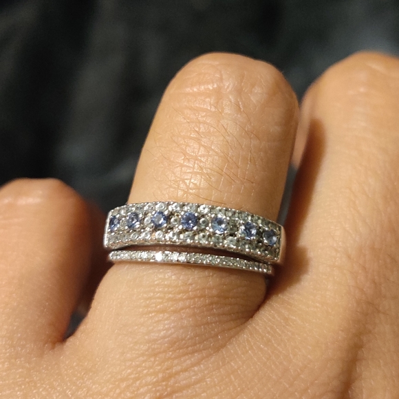 Sterling Silver Striped Sapphire Ring SUZY LEVIAN - Picture 4 of 7